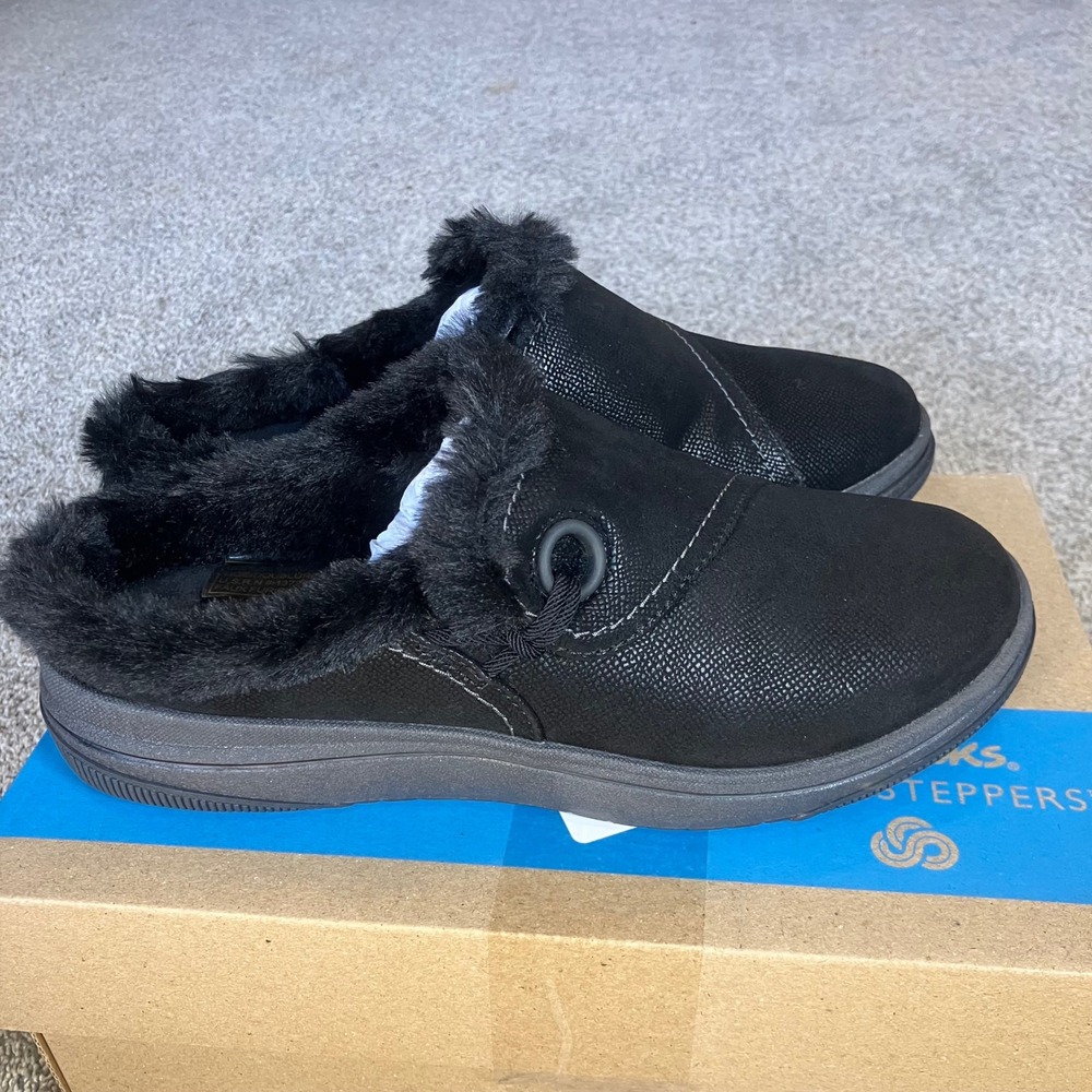 Clarks Cloudsteppers Breeze Myth Black Faux Fur Mules Womens 6 M 261841864035 - Picture 4 of 12